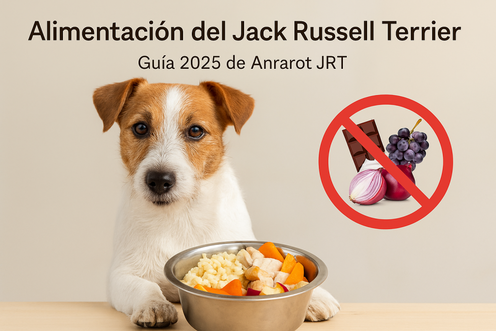 Alimentación saludable del Jack Russell Terrier con ingredientes naturales y alimentos prohibidos.