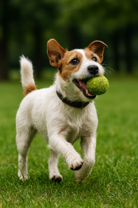 Jack Russell jugando con una pelota