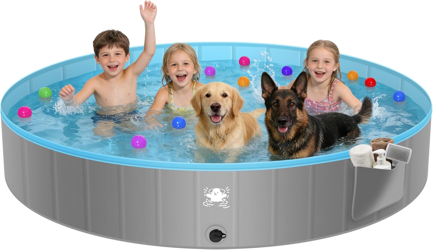 Piscina plegable antideslizante para perros en verano